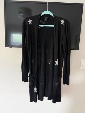 Rachel Zoe Black Star-Embellished Open Cardigan